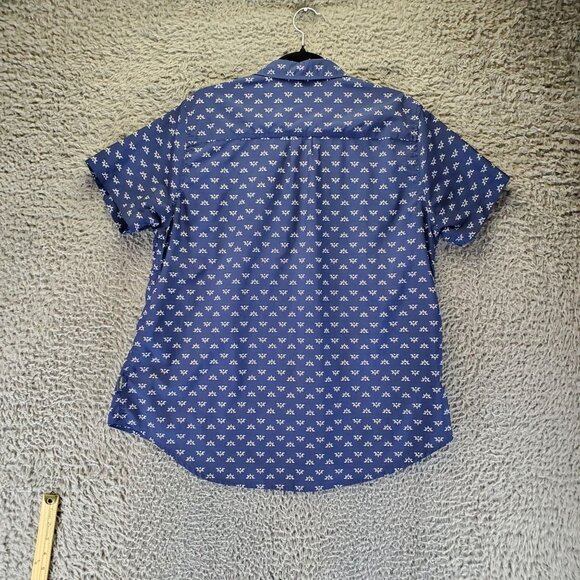 Eddie Bauer Shirt Womens XL Blue Floral Button-Up Short Sleeve Gorpcore - Picture 8 of 9